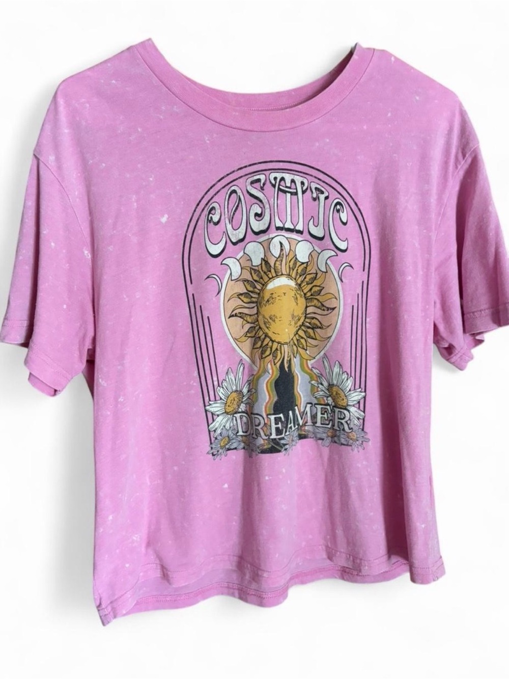 Women’s boho graphic tshirt size medium pink cosmic dreamer